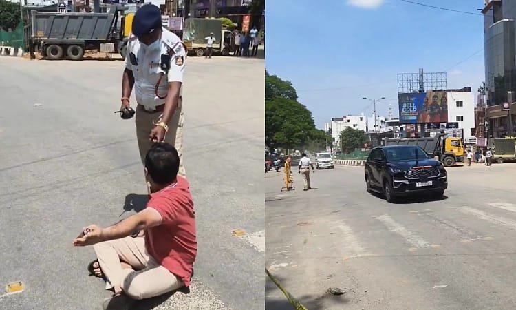 ഗര്‍ഭിണിയായ ഭാര്യ കാറില്‍, ഗവര്‍ണര്‍ക്ക് പോകാനായി അരമണിക്കൂര്‍ ഗതാഗത നിയന്ത്രണം, റോഡില്‍ കുത്തിയിരുന്ന് പ്രതിഷേധവുമായി യുവാവ്
